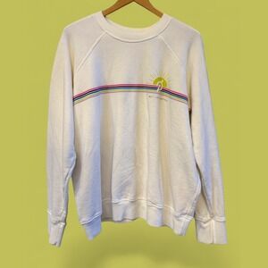 Spiritual Gangster x Peleton Cream Crewneck Sun Logo L Large Pullover Sweatshirt